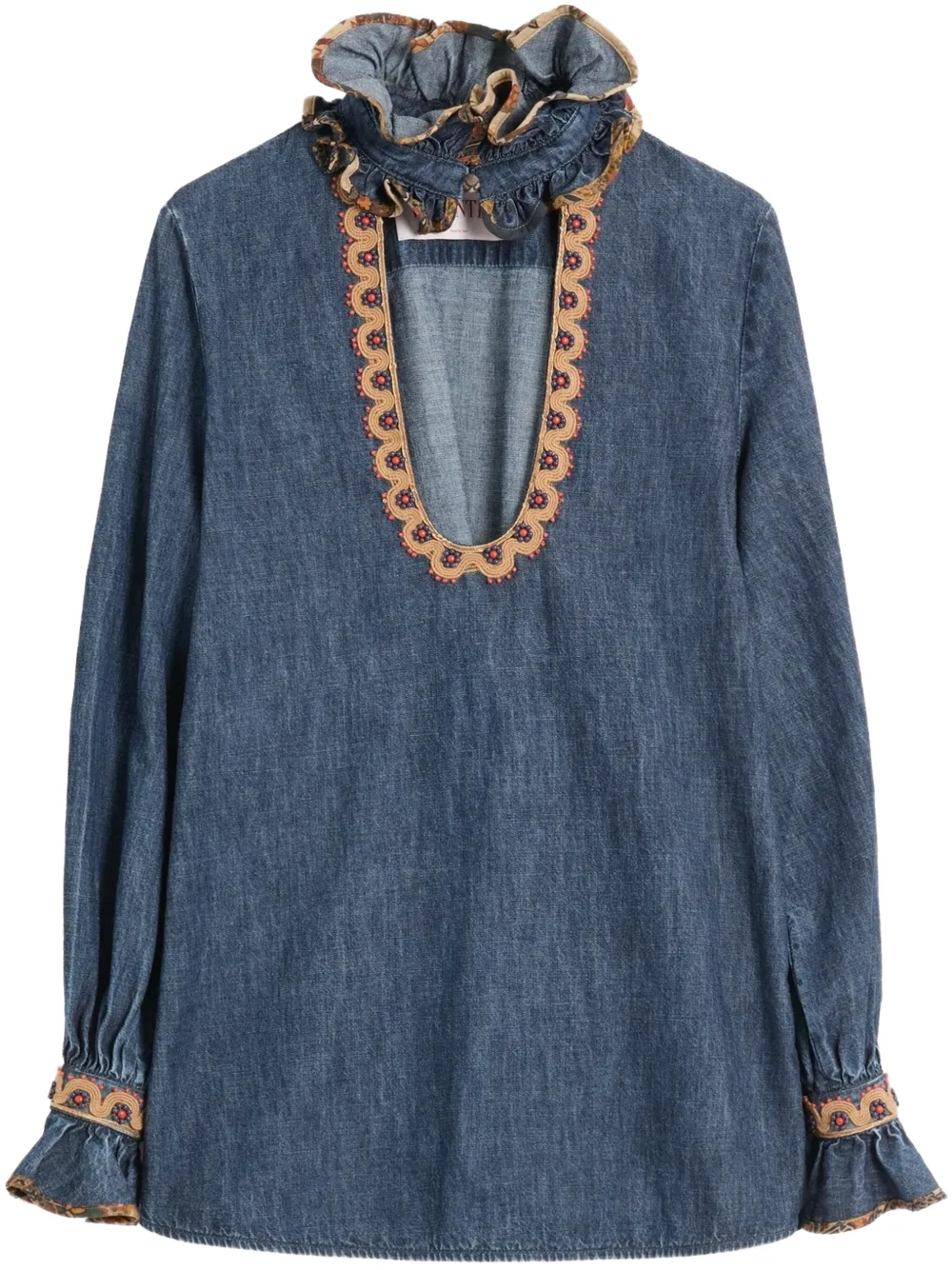 Valentino Garavani Chambray blouse met borduurwerk Blauw