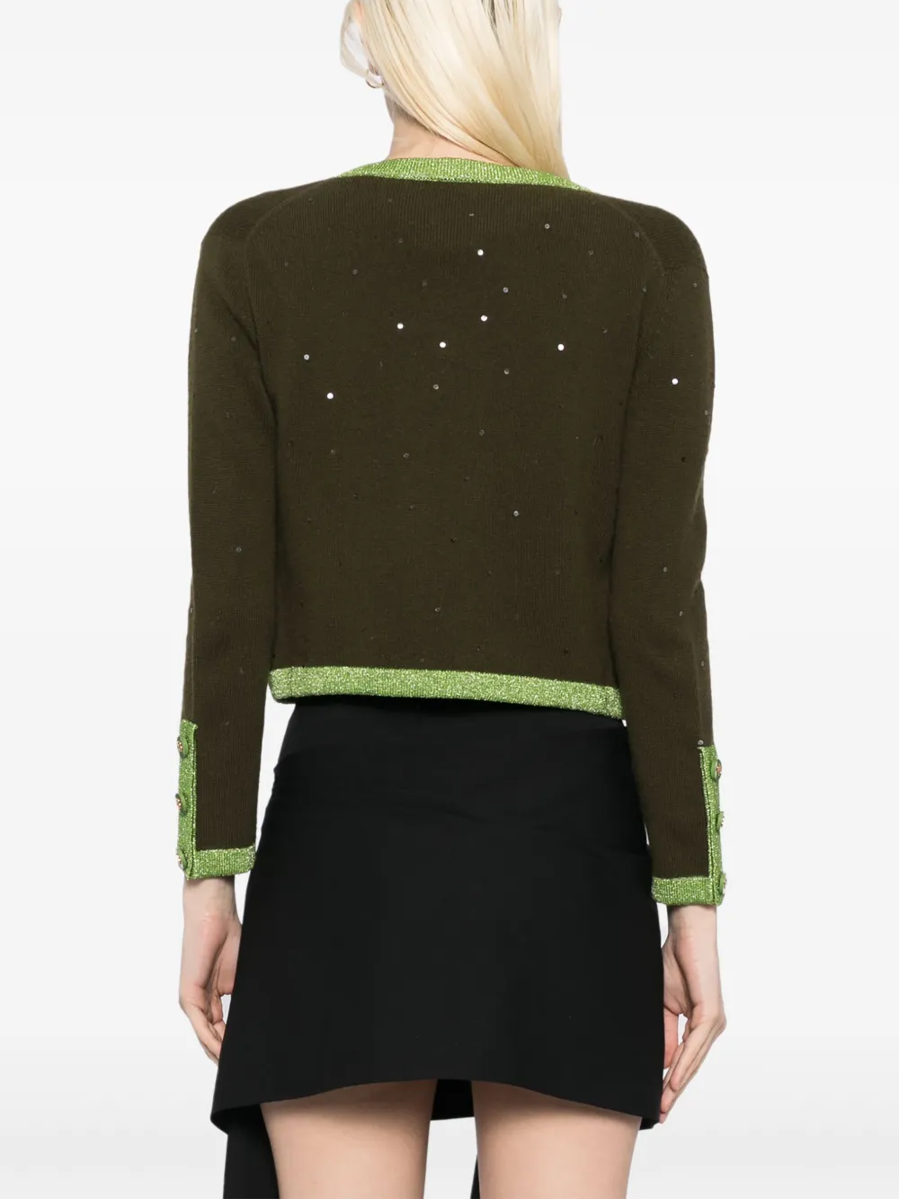 Pre-owned Chanel 1996 Ensemble Cardigan Short Sleeve Top In Green