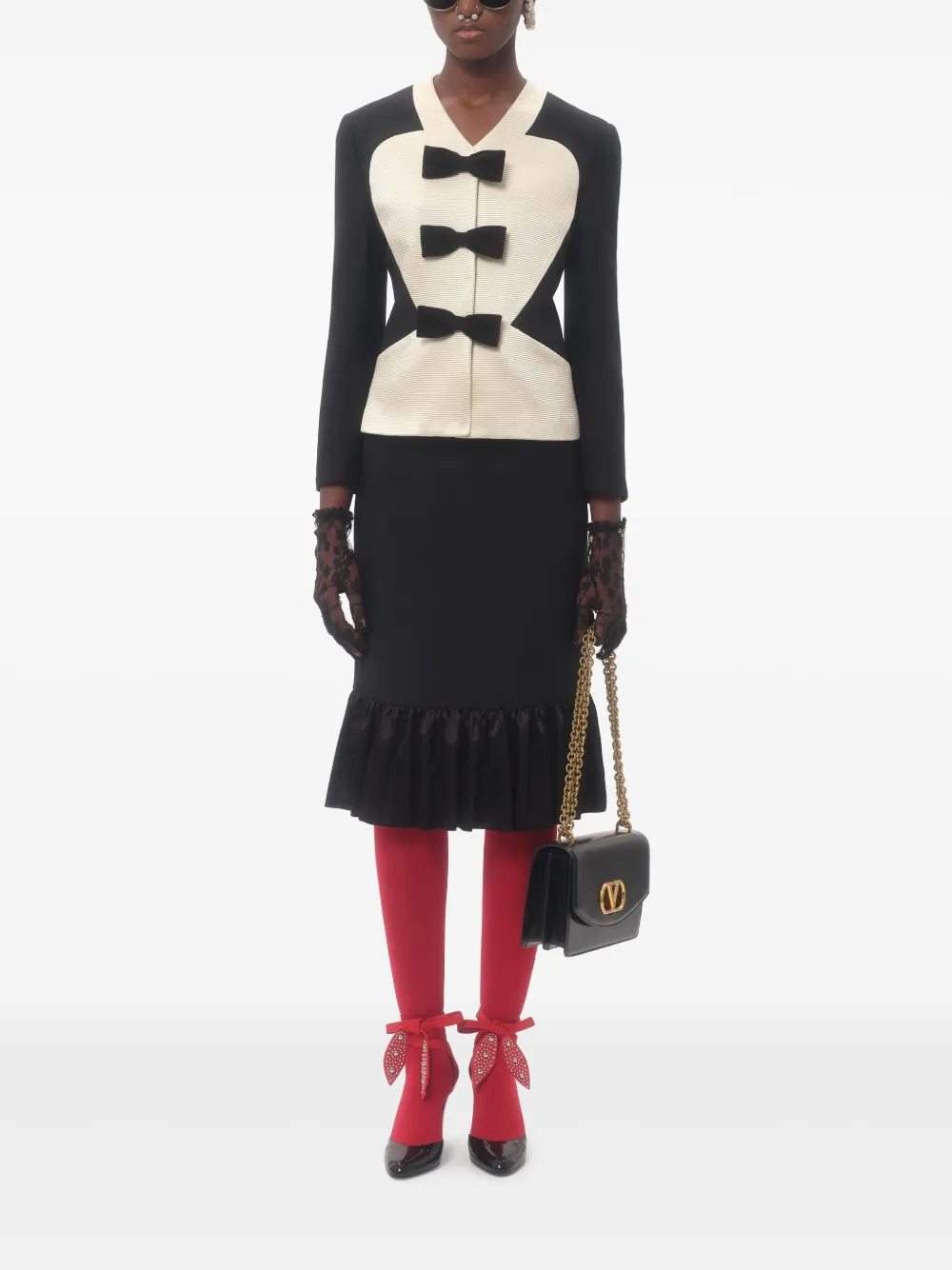 Valentino Garavani Crêpe blazer met strikdetail Zwart