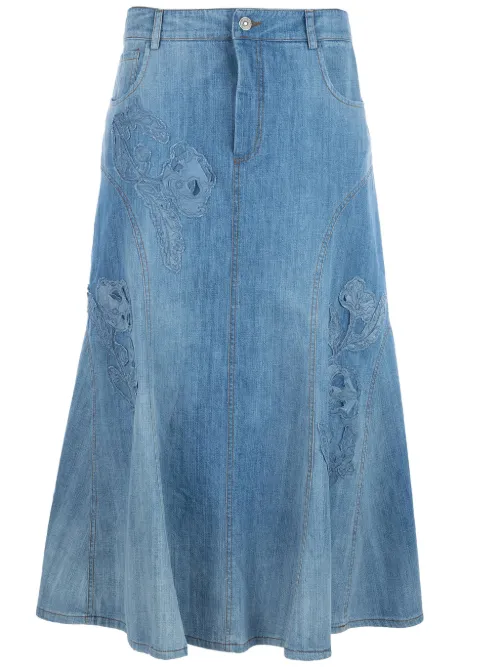 Jupe mi-longue évasée en jean - Ermanno Scervino - Modalova