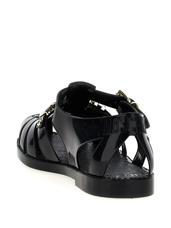 Moschino logo-lettering Jelly Sandals | Black | FARFETCH