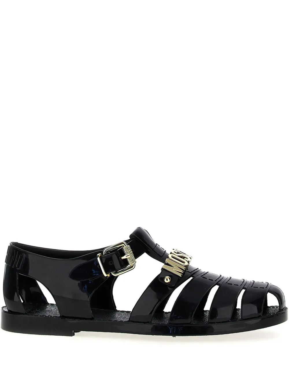 Moschino logo-lettering jelly sandals Black