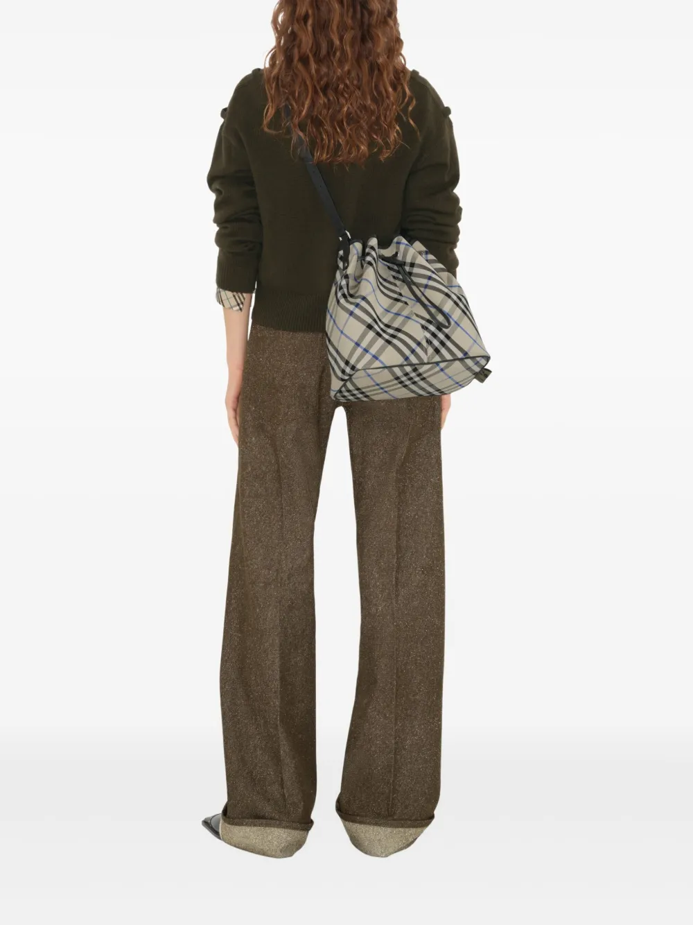 Burberry Medium geruite bucket-tas Beige