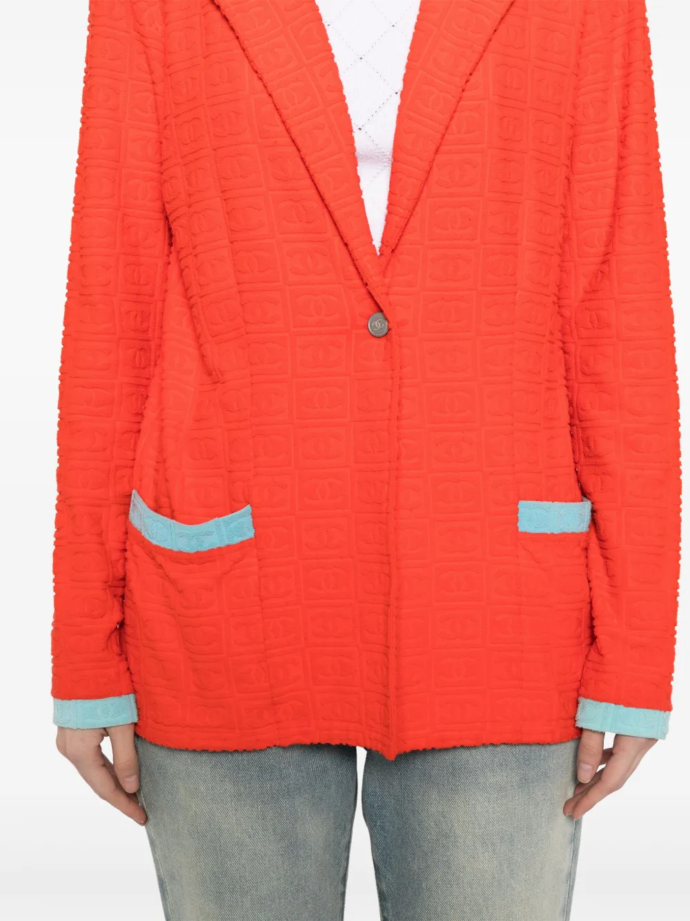 Pre-owned Chanel 1990-2000s Sports Line Single Breasted Jacket In 橘色
