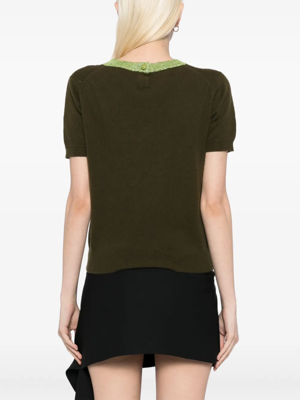 Pre-owned Chanel 1998 Short Sleeve Sweater Knit Top In Green