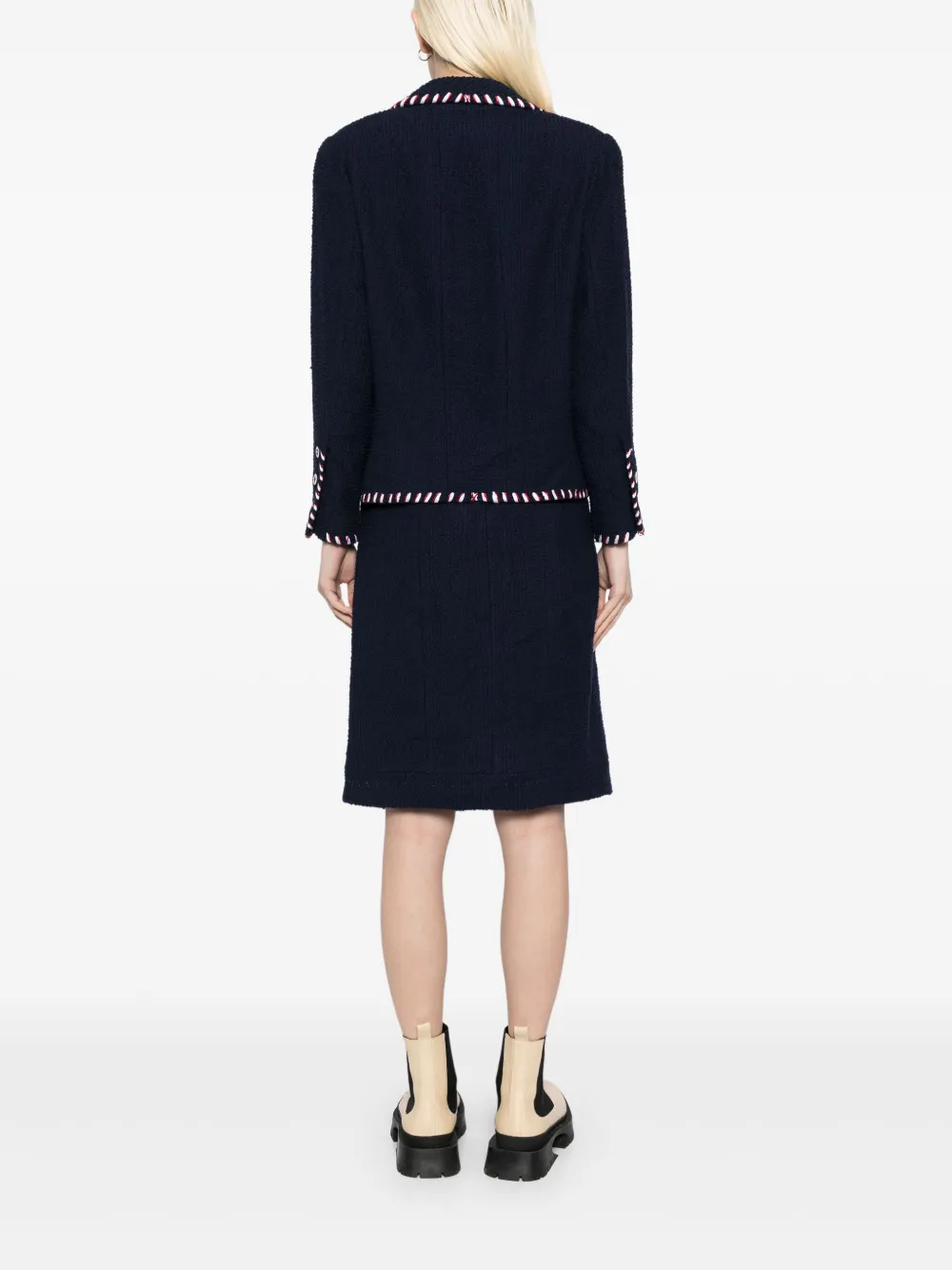 Pre-owned Chanel 1994 Setup Suit Jacket Skirt In Blue