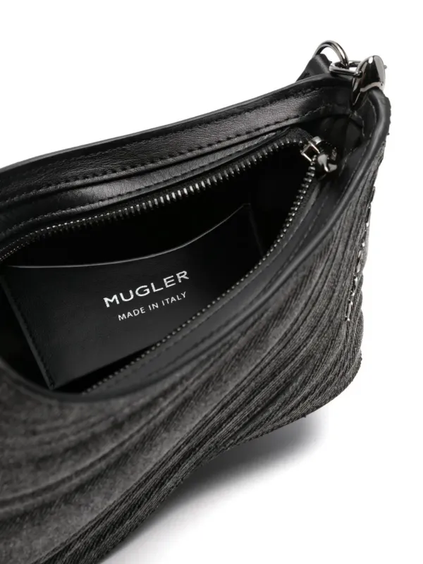 Mugler Spiral Curve Shoulder Bag in Blue