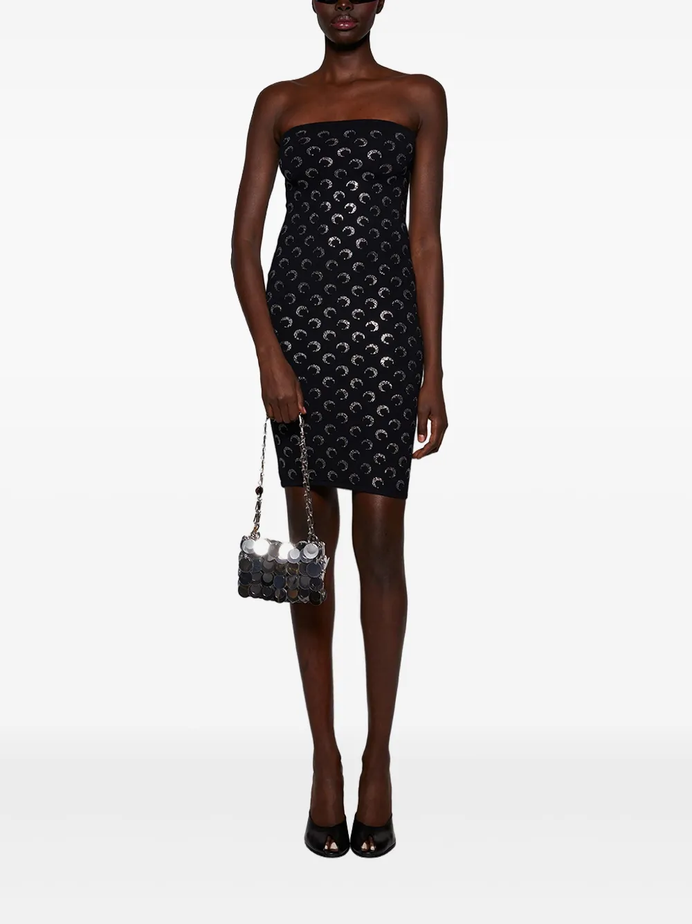 Marine Serre Tube jurk met maan van stras - Zwart