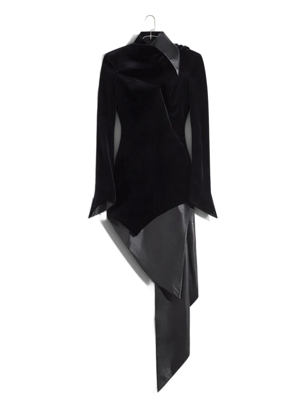 Mugler asymmetric velvet dress Zwart