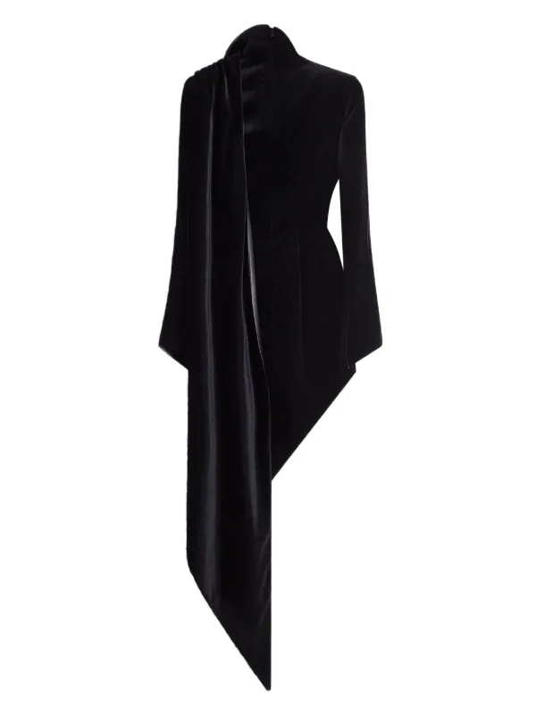 navy blue dress for baby girl Maxi Velvet Asymmetric Dress