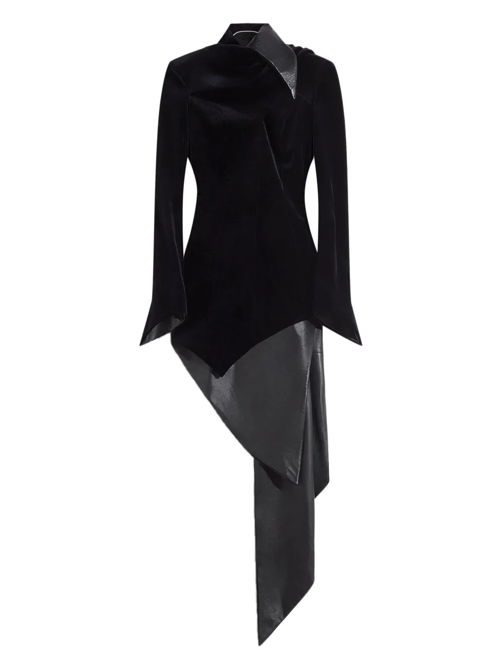 Mugler Asymmetrische fluwelen jurk Zwart