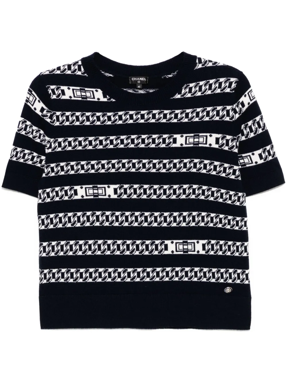 CHANEL Pre-Owned 2017 ショートスリーブ ニットトップ - ブルー CHANEL Pre-Owned 2017 ショートスリーブ ニットトップ - ブルー