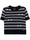 CHANEL Pre-Owned 2017 short sleeve sweater top - Blue