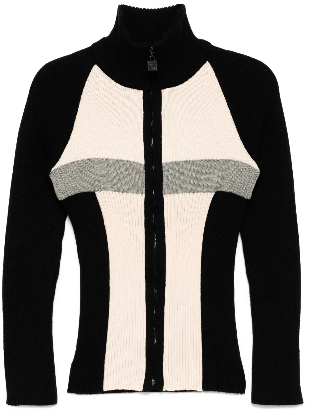 Pre-owned Chanel 2003 Sport Line Zip Up Top In 黑色