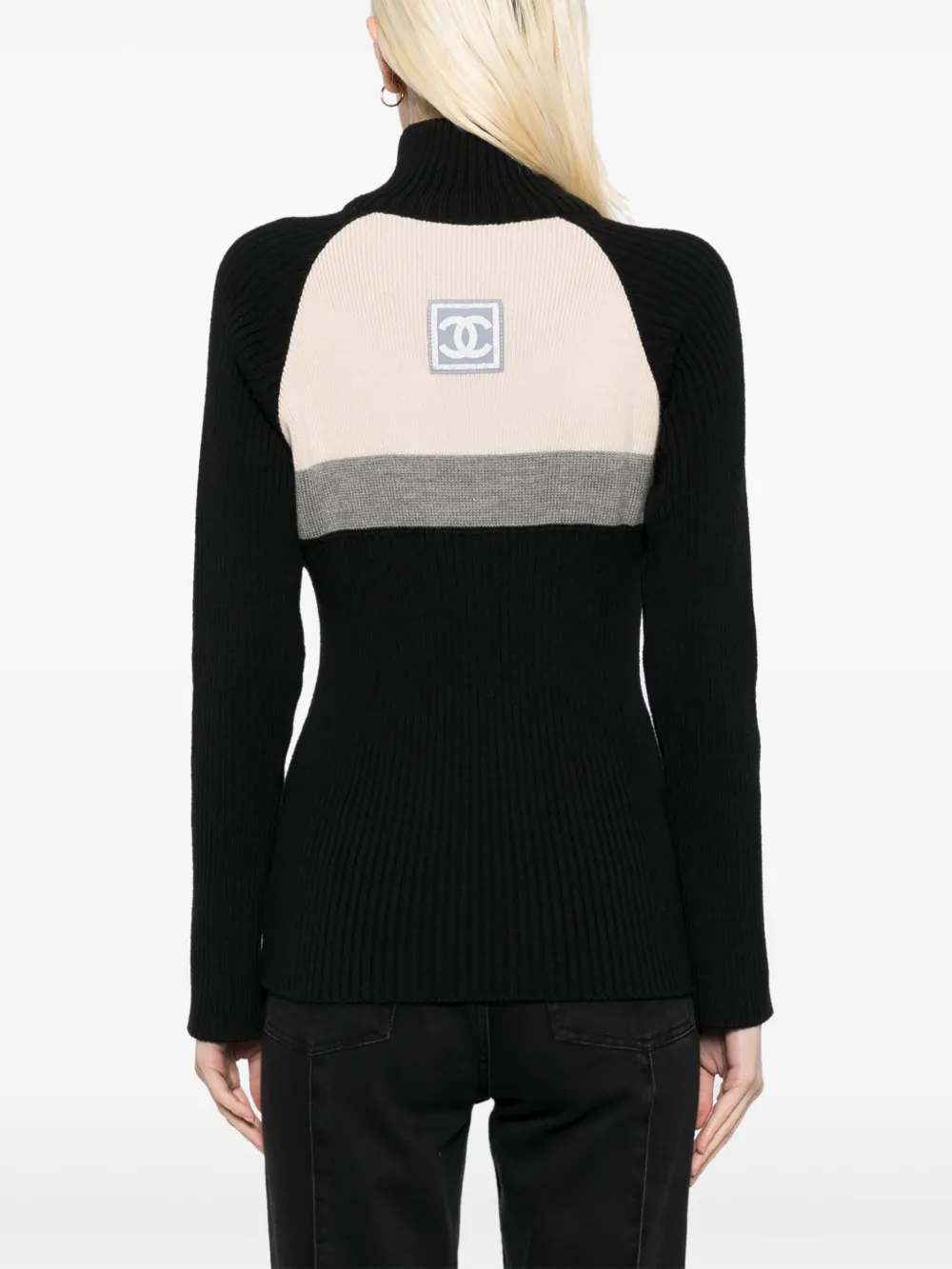 Pre-owned Chanel 2003 Sport Line Zip Up Top In 黑色