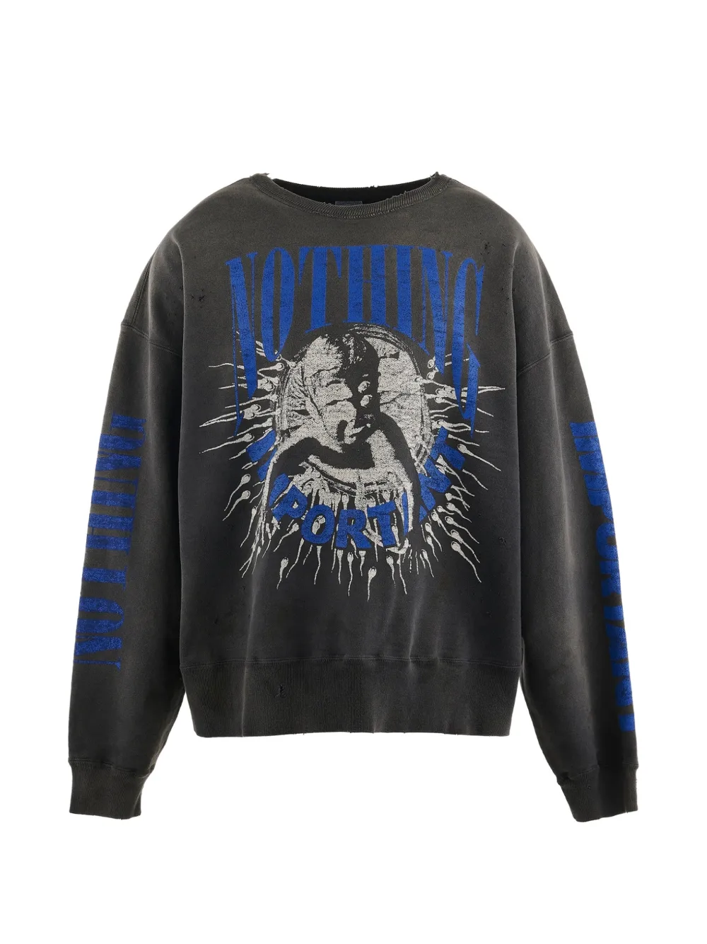 SAINT MXXXXXX distressed graphic-print sweatshirt - Grau