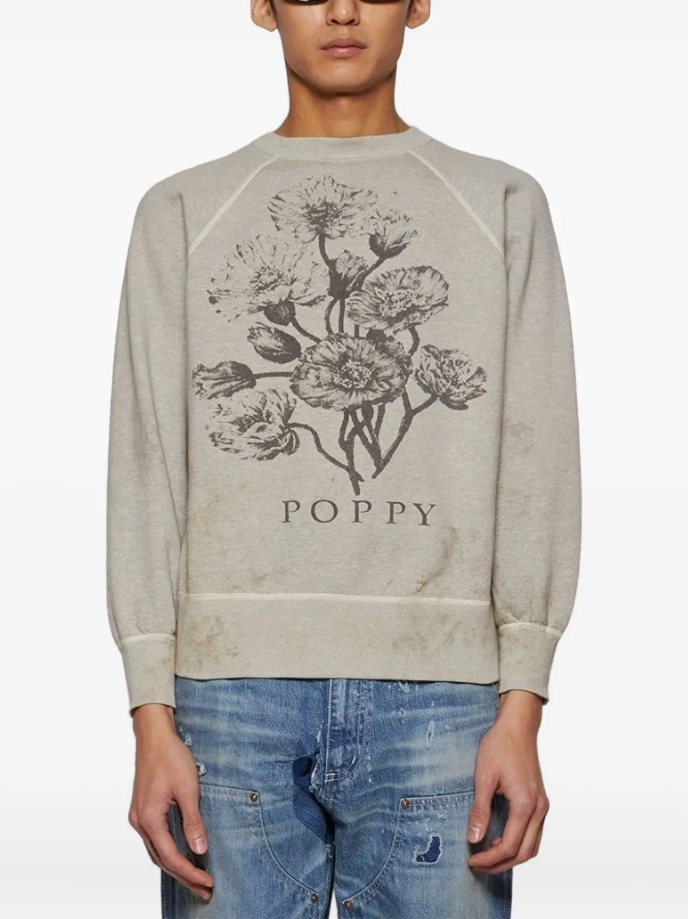 SAINT MXXXXXX poppy-print raglan sweatshirt Grijs
