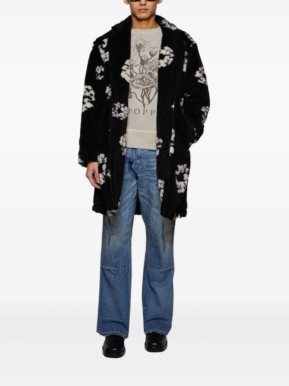 SAINT MXXXXXX poppy-print raglan sweatshirt Grijs