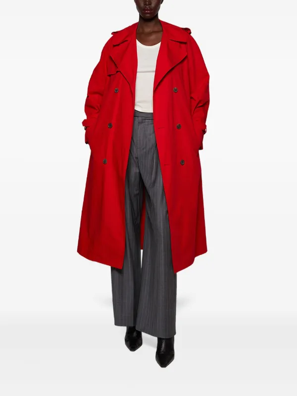 Cotton Trench Coat Red FARFETCH PL