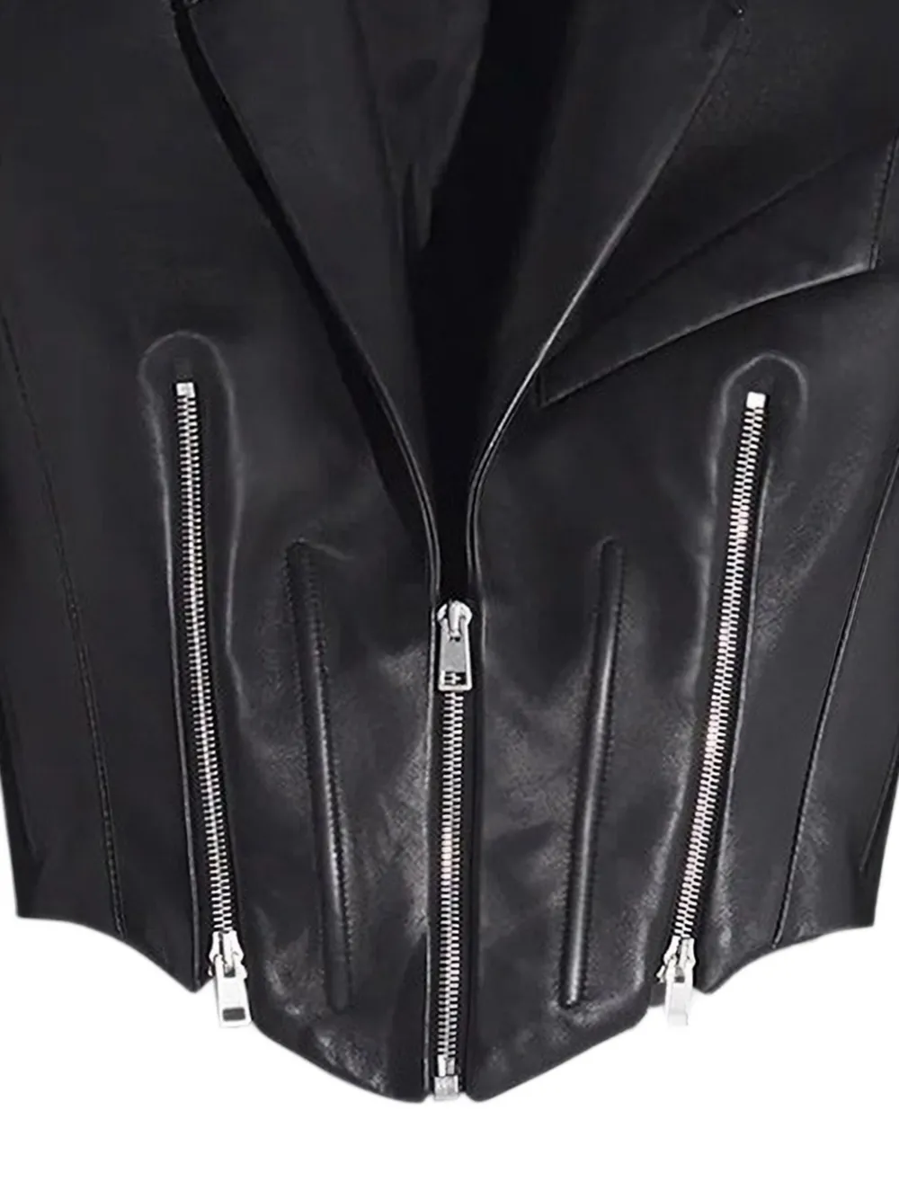 Mugler zip-detail cropped leather jacket Zwart
