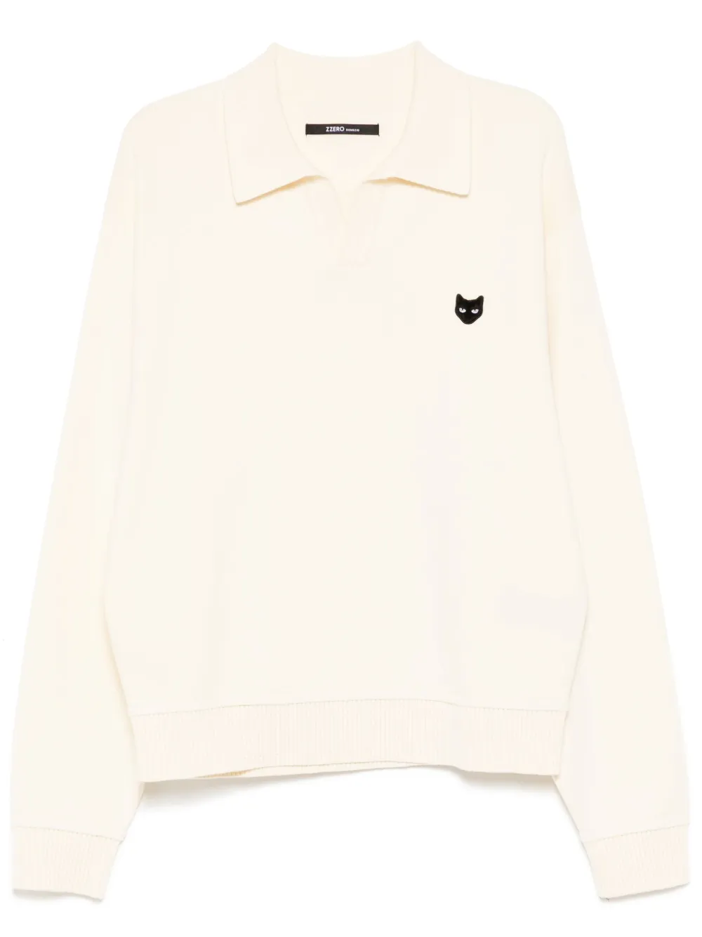 emblem open-collar jumper