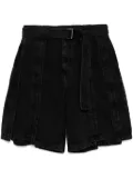 SONGZIO belted vertical denim shorts - Grey