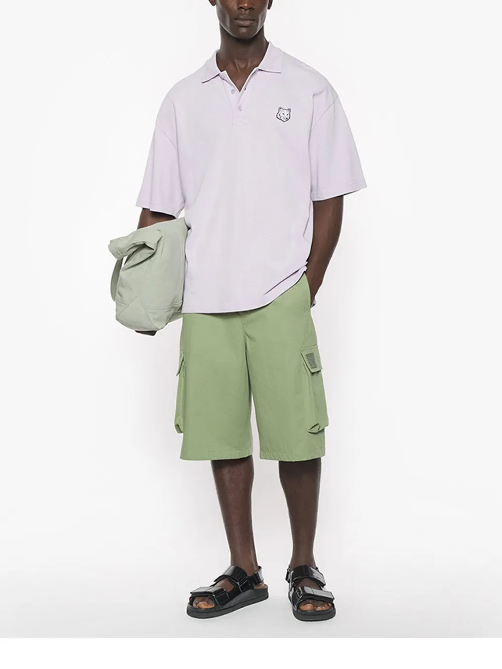 Maison Kitsuné Poloshirt met Bold Fox Head-applicatie Paars