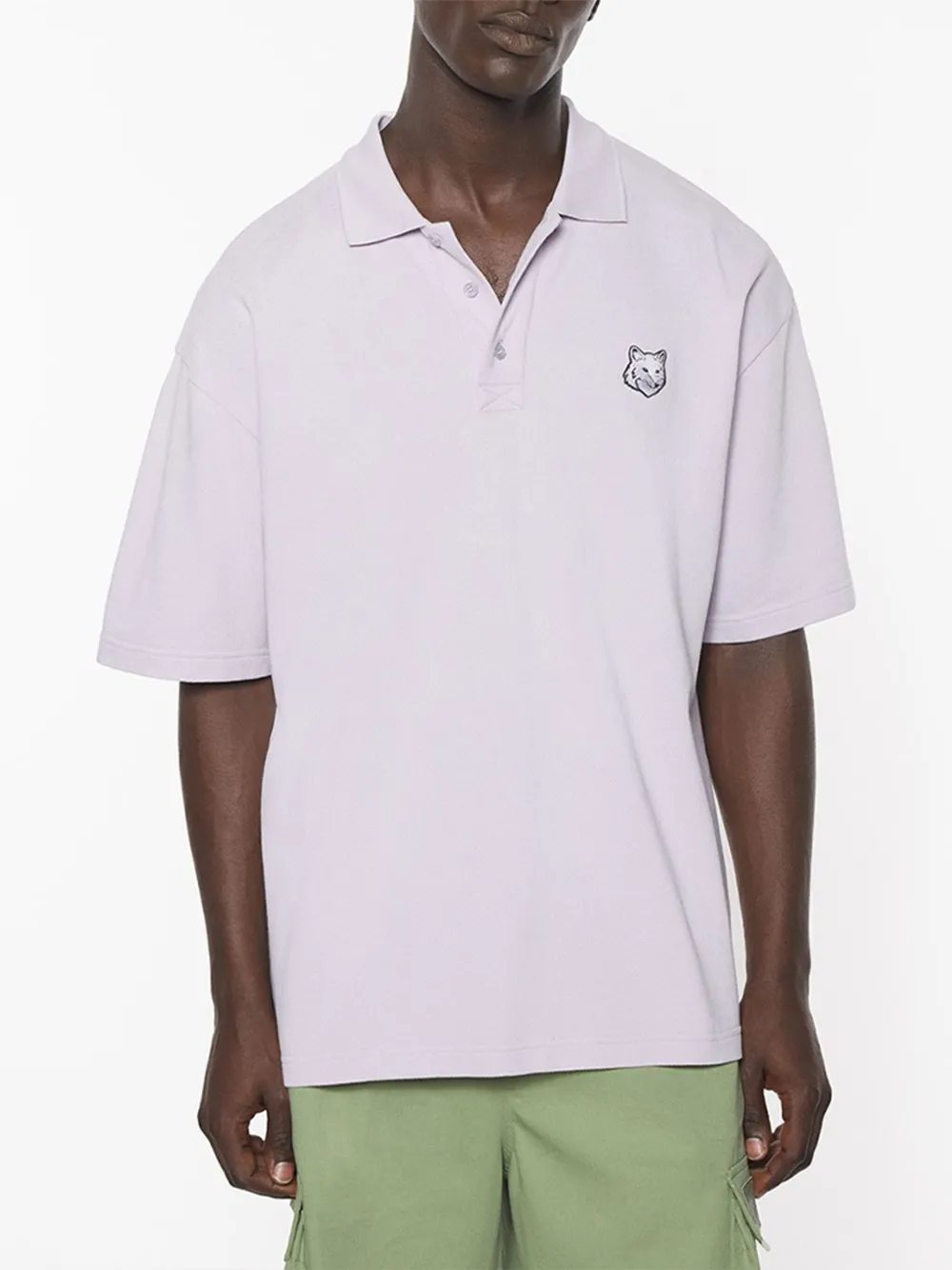 Maison Kitsuné Poloshirt met Bold Fox Head-applicatie Paars