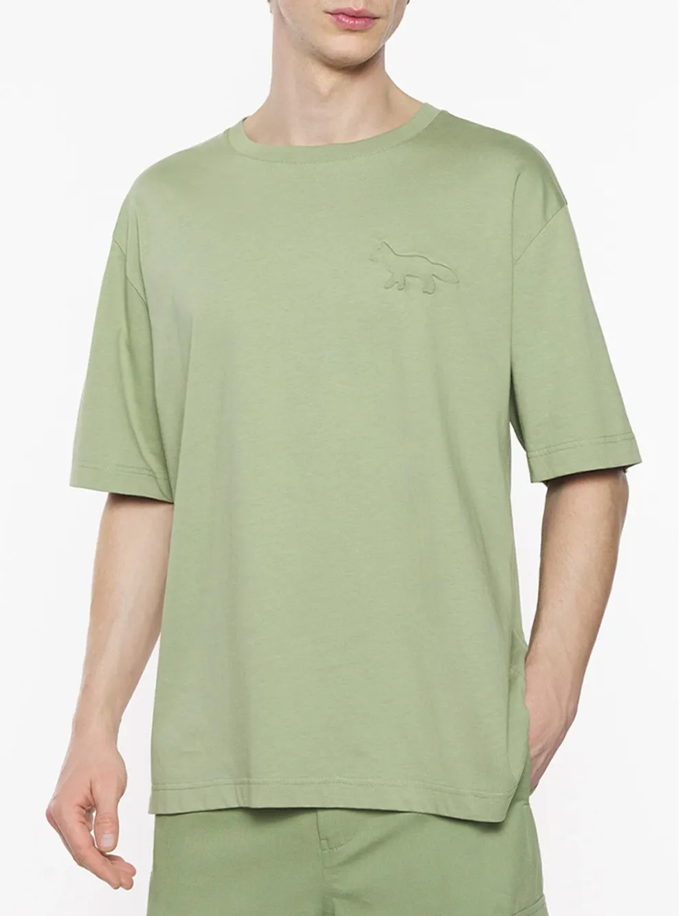 Maison Kitsuné T-shirt met Profile Fox-reliëf Groen