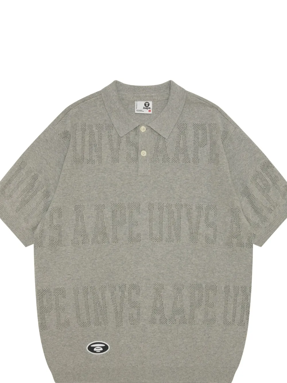 Aape By A Bathing Ape Logo-perforated Polo Shirt In Gray