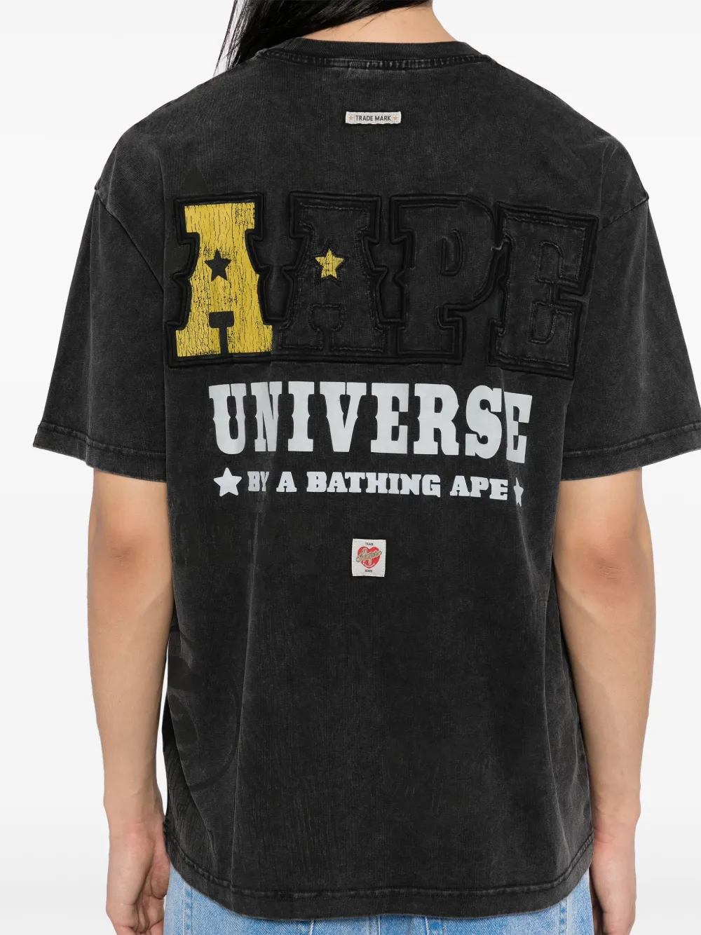 AAPE BY *A BATHING APE T-shirt met geborduurd logo Zwart