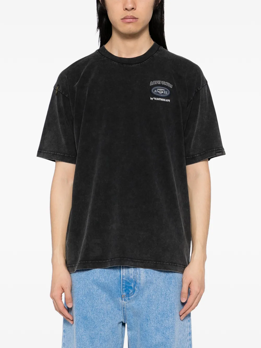 AAPE BY *A BATHING APE T-shirt met geborduurd logo Zwart