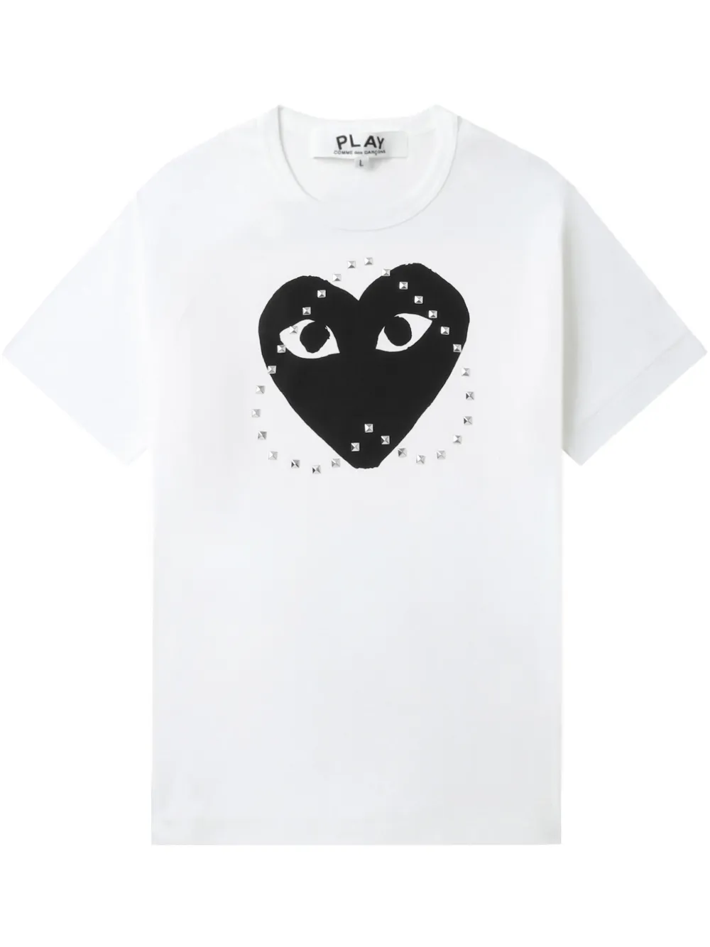 Comme Des Garçons Play Katoenen T-shirt met logo van studs Wit