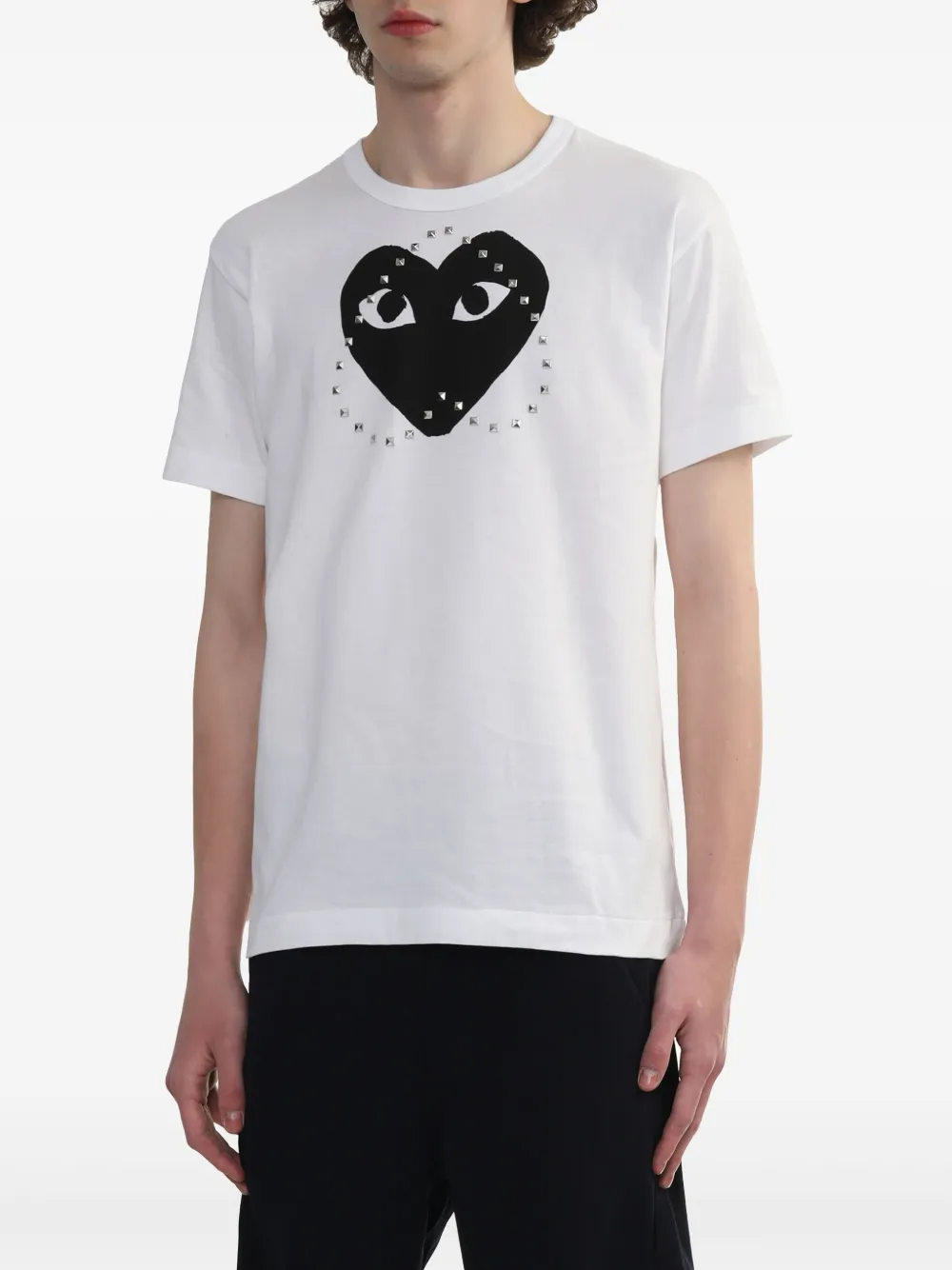 Comme Des Garçons Play Katoenen T-shirt met logo van studs Wit