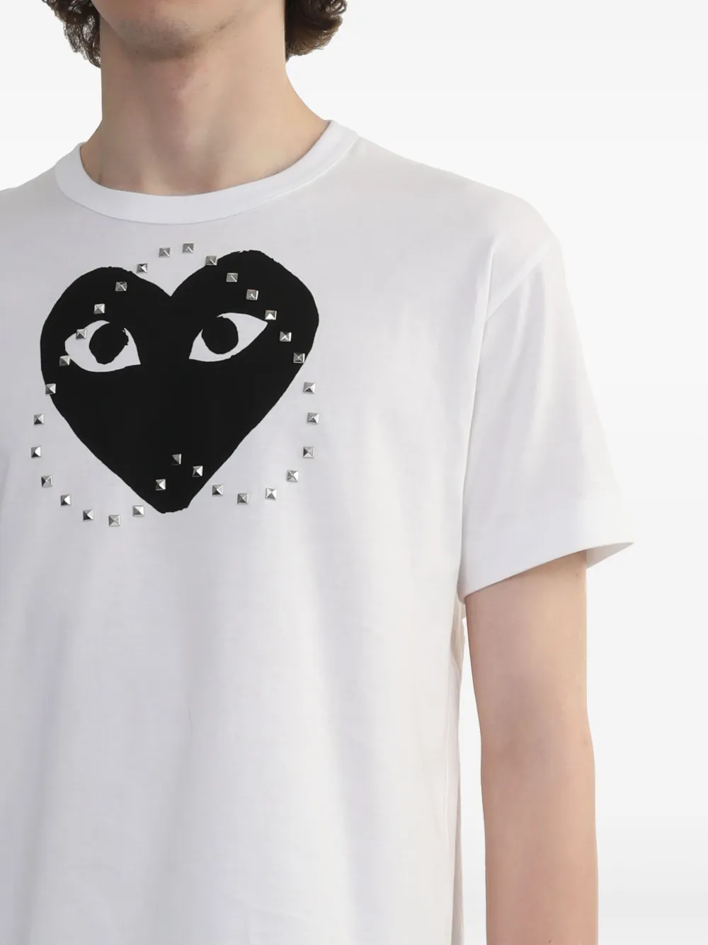 Comme Des Garçons Play Katoenen T-shirt met logo van studs Wit