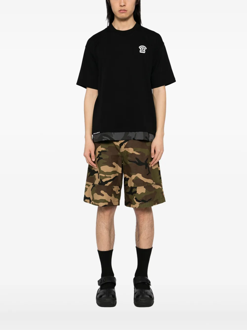 AAPE BY *A BATHING APE T-shirt met maangezicht logo - Zwart