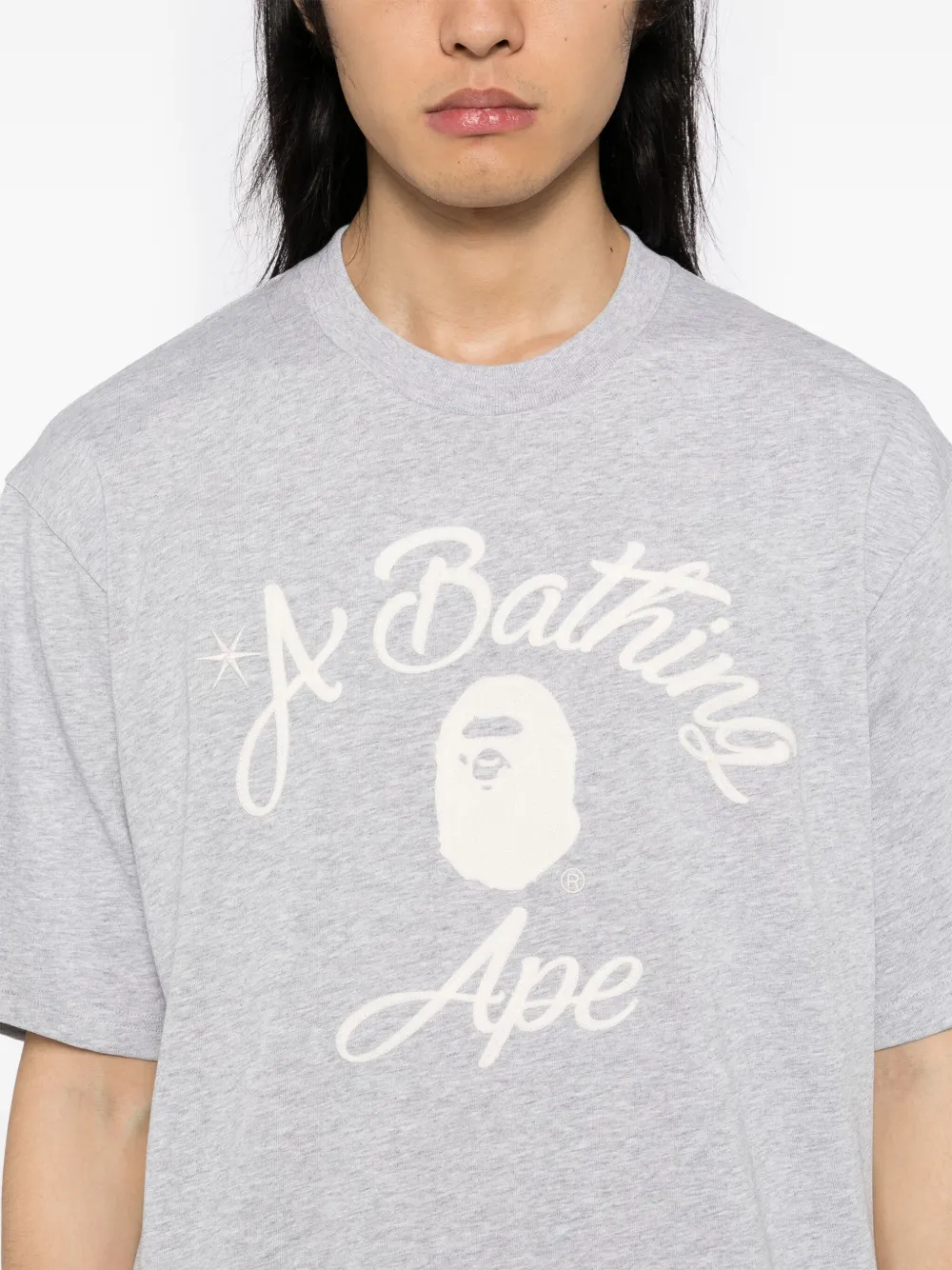 A BATHING APE College T-shirt met kettingstiksel Grijs