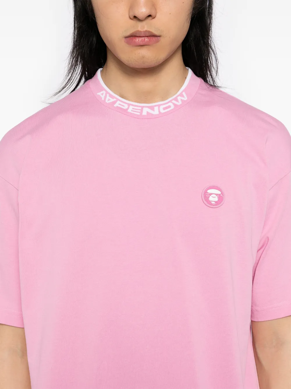 AAPE BY *A BATHING APE T-shirt met Moonface-logo Roze