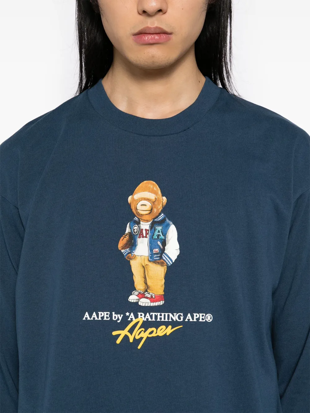 AAPE BY *A BATHING APE T-shirt met grafische print en lange mouwen Blauw