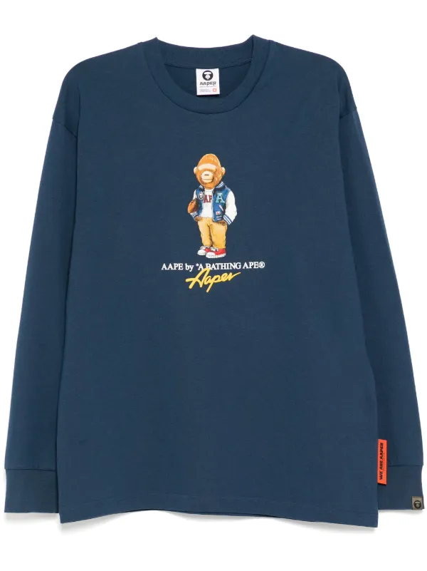A BATHING APE ロンT 青 AAPE BY *A BATHING APE® グラフィック ロングTシャツ | ブルー