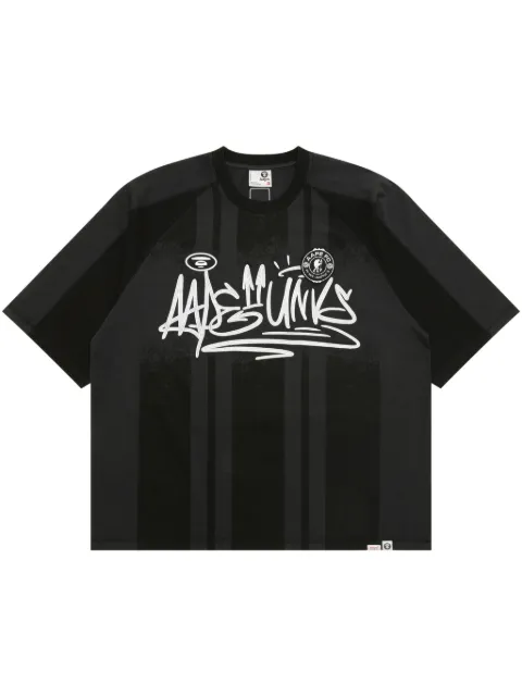 AAPE BY *A BATHING APE® graffiti-print striped T-shirt