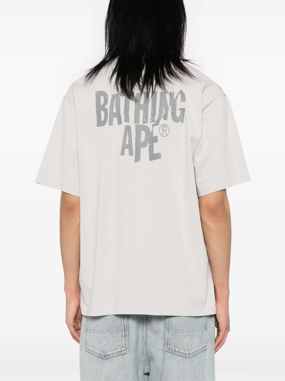 A Bathing Ape Ausgeblichenes T-shirt Mit Affenkopf In Grau