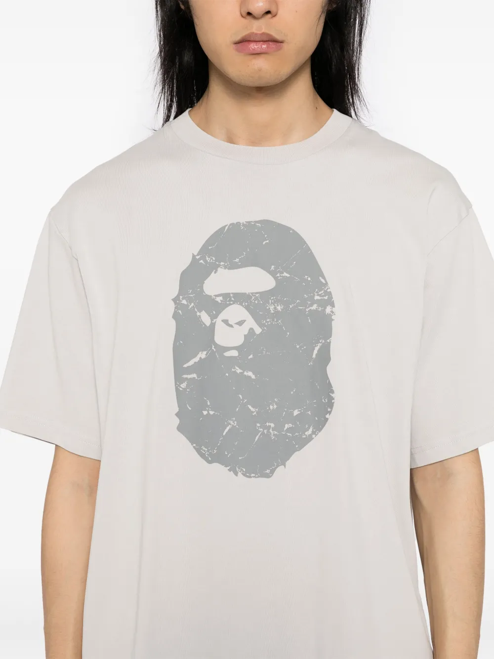 A Bathing Ape Ausgeblichenes T-shirt Mit Affenkopf In Grau
