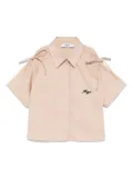 MSGM Kids logo-embroidered shirt - Neutrals