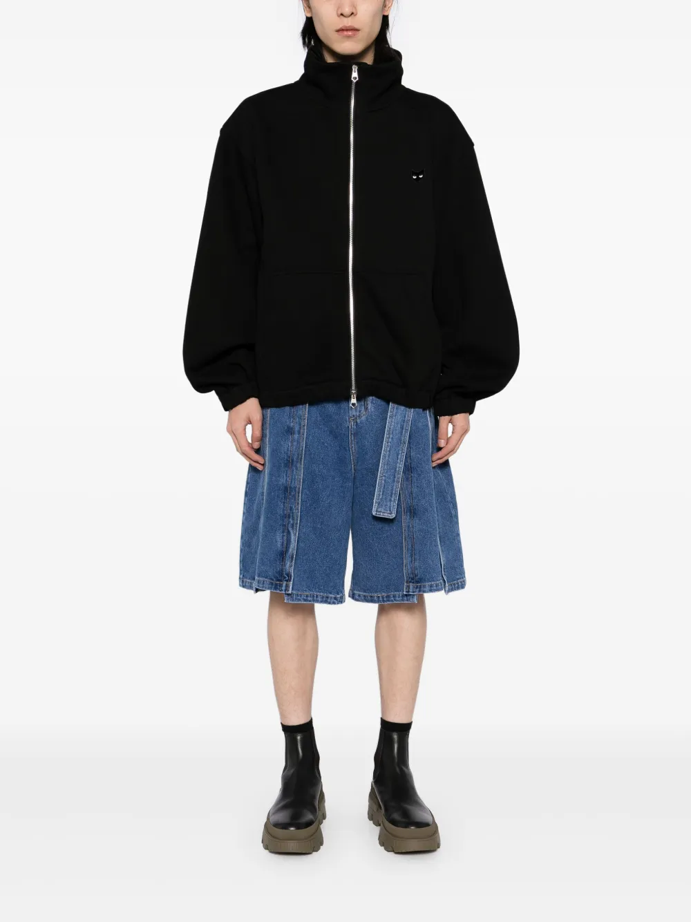 zzerobysongzio ZZERO BY SONGZIO Deviant Harrington sweater met rits - Zwart