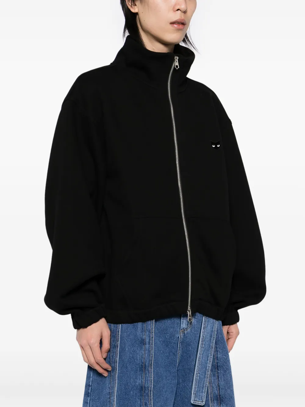 ZZERO BY SONGZIO Deviant Harrington sweater met rits Zwart