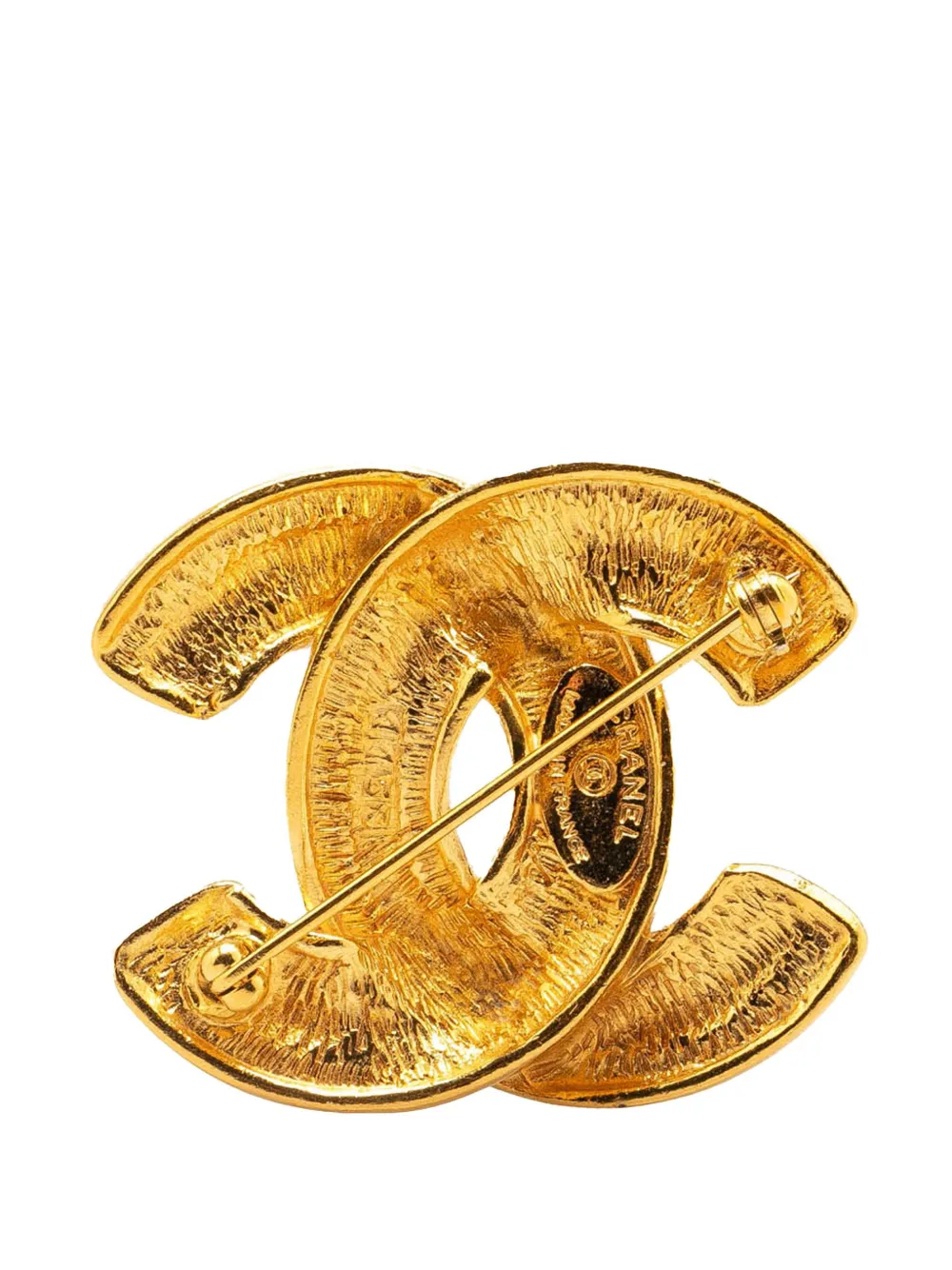 CHANEL Pre-Owned 1970-1980 vergulde CC gewatteerde broche - Goud