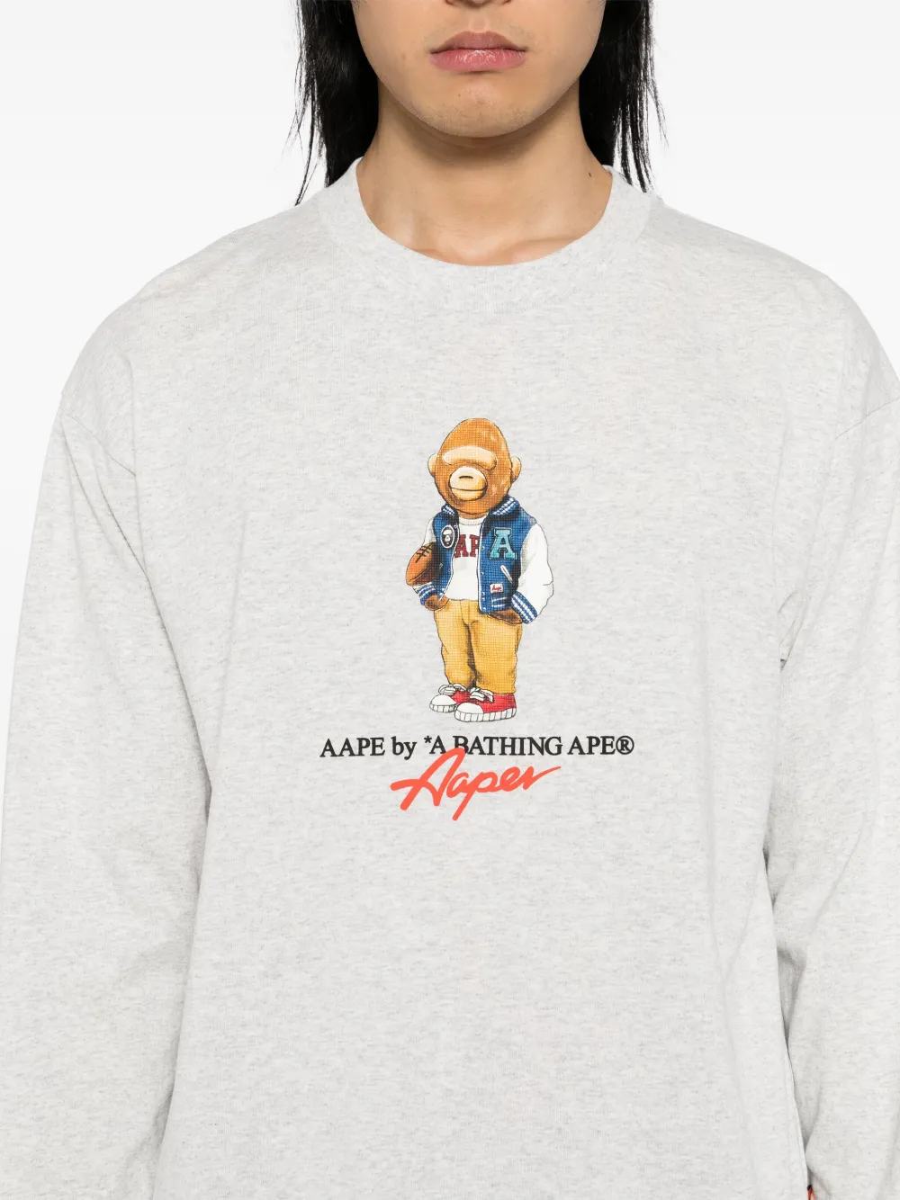 AAPE BY *A BATHING APE T-shirt met grafische print Grijs
