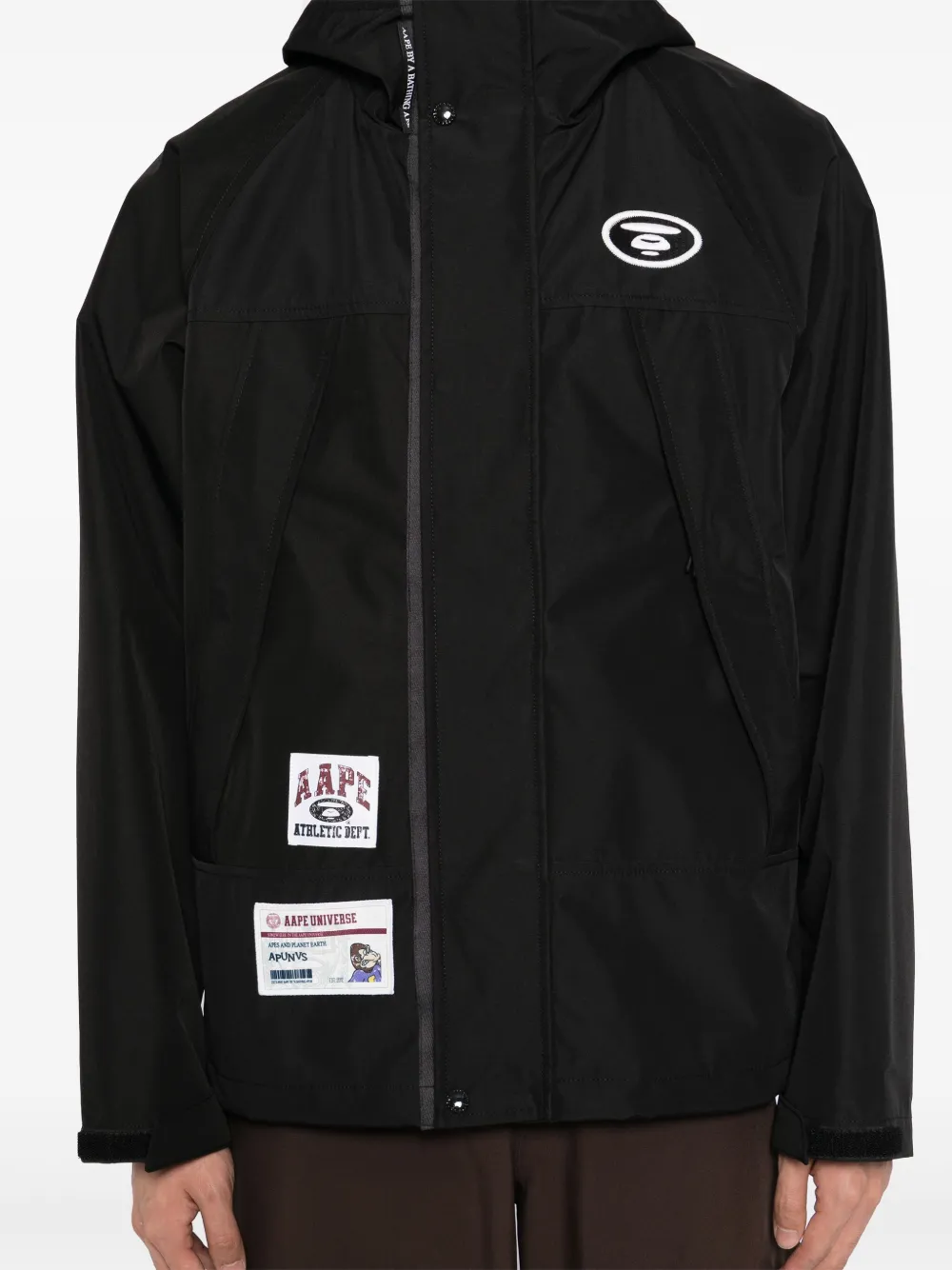 AAPE BY *A BATHING APE Windjack met capuchon en logo Zwart