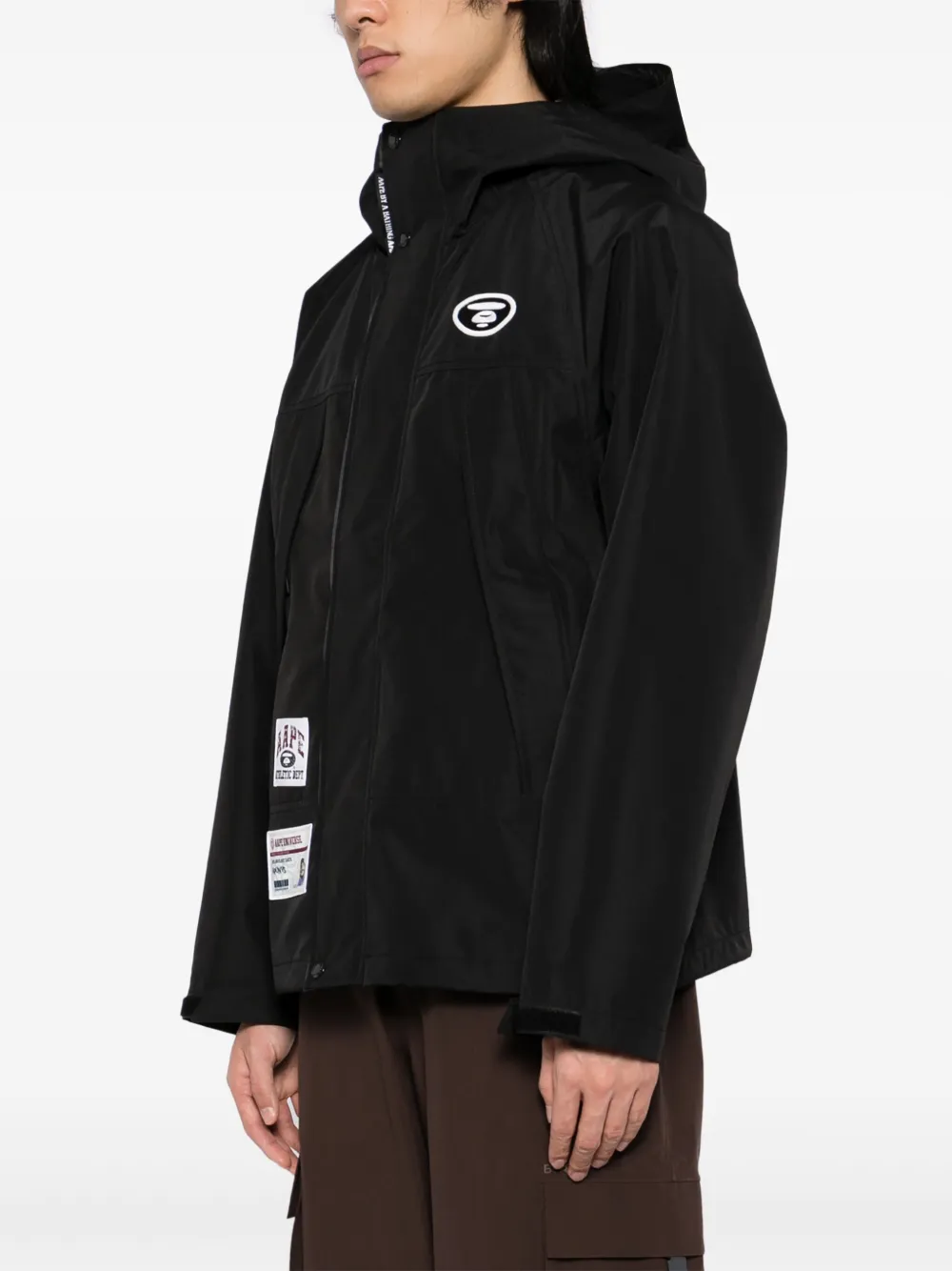 AAPE BY *A BATHING APE Windjack met capuchon en logo Zwart